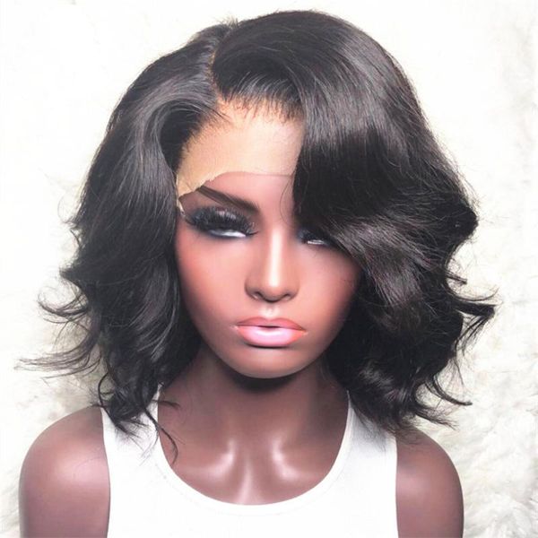 short bob wig lace with natural hairline side part body wave front human hair brazilian remy bleached knots1, Black;brown
short bob wig lace with natural hairline side part body wave front human hair brazilian remy bleached knots1, Black;brown