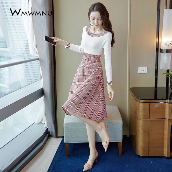 plaid a-line skirt and striped o-neck knitted 2 piece set women korean sashes slim fashion long sleeve spring autumn suit 210407, White
plaid a-line skirt and striped o-neck knitted 2 piece set women korean sashes slim fashion long sleeve spring autumn suit 210407, White