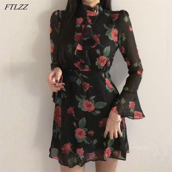 spring elegant women ruffled floral print dress vintage roses chiffon mini casual ladies high waist slim beach 210430, Black;gray
spring elegant women ruffled floral print dress vintage roses chiffon mini casual ladies high waist slim beach 210430, Black;gray