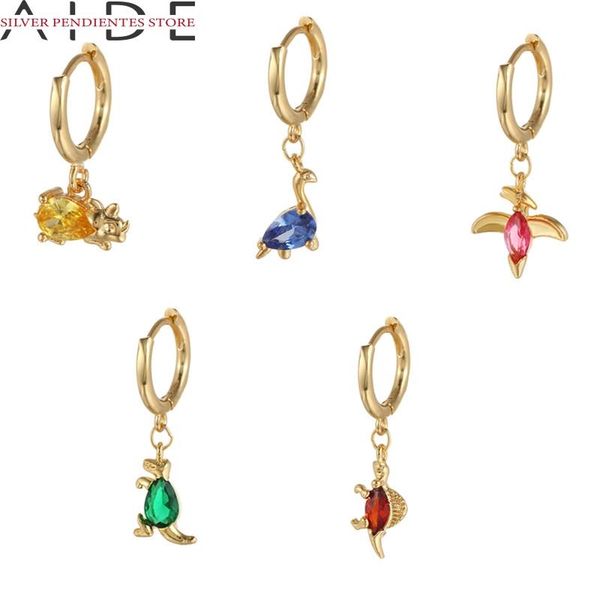 hoop & huggie aide 1pcs exquisite little dinosaur pendant earrings for women huggie animal colorful zircon hoops korean oorbellen, Golden;silver
hoop & huggie aide 1pcs exquisite little dinosaur pendant earrings for women huggie animal colorful zircon hoops korean oorbellen, Golden;silver