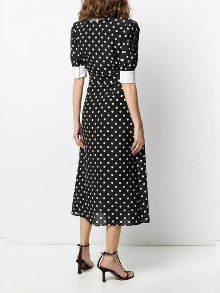 a line black short sleeve heavy craft lapel tassel sequins diamond buckle retro polka dot ladies summer temperament big swing, Black;gray
a line black short sleeve heavy craft lapel tassel sequins diamond buckle retro polka dot ladies summer temperament big swing, Black;gray