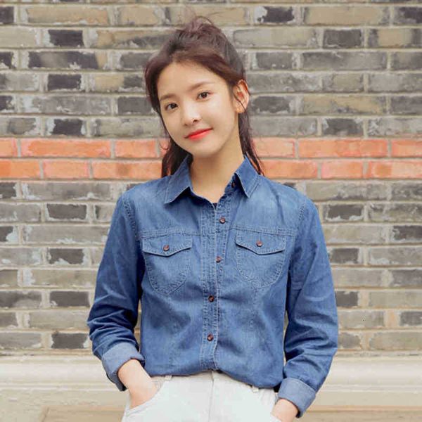 women's blouses & shirts arrival autumn korea fashion women long sleeve turn-down collar denim blue shirt double pocket casua l48w, White
women's blouses & shirts arrival autumn korea fashion women long sleeve turn-down collar denim blue shirt double pocket casua l48w, White