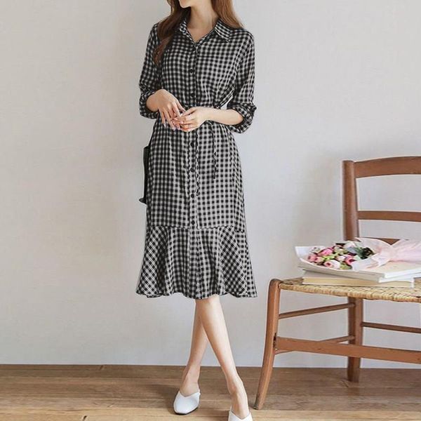 casual dresses long sleeve midi vestido fashion check shirt dress zanzea 2021 women's spring sundress female lapel ruffle robe plus siz, Black;gray
casual dresses long sleeve midi vestido fashion check shirt dress zanzea 2021 women's spring sundress female lapel ruffle robe plus siz, Black;gray