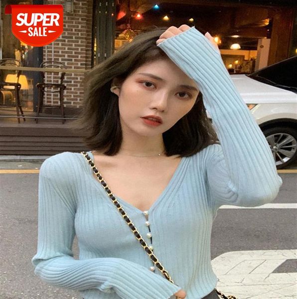 handmade pearl buckle embellished with a light blue dream v-neck thread thin knit sweater #7p9u, Black
handmade pearl buckle embellished with a light blue dream v-neck thread thin knit sweater #7p9u, Black