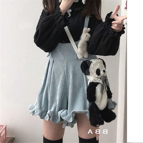women's jeans lolita bonito calças soltas roupas doce babados veludo harajuku pernas largas bib shorts kawaii menina verão japonês esti, Blue
women's jeans lolita bonito calças soltas roupas doce babados veludo harajuku pernas largas bib shorts kawaii menina verão japonês esti, Blue