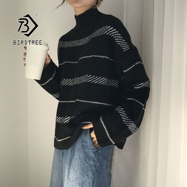 winter new women's pullovers sweater striped turtleneck knitted loose harajuku korean casual vintage fashion t98303d 210419, White;black
winter new women's pullovers sweater striped turtleneck knitted loose harajuku korean casual vintage fashion t98303d 210419, White;black