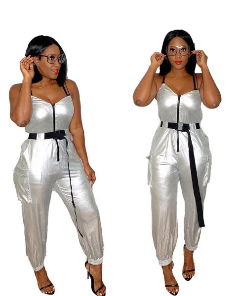 gym clothing ar5147 europe and the united states 2021 women's bronzing reflective personality suspender zipper jumpsuit, White;black
gym clothing ar5147 europe and the united states 2021 women's bronzing reflective personality suspender zipper jumpsuit, White;black