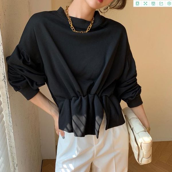 women's hoodies & sweatshirts autumn winter lantern sleeve short woman solid color round neck casual fashion loose pullovers, Black
women's hoodies & sweatshirts autumn winter lantern sleeve short woman solid color round neck casual fashion loose pullovers, Black