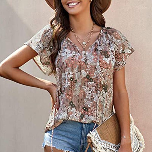 women's t-shirt casual boho floral print v neck short sleeve shirts loose harajuku summer roupa feminina, White
women's t-shirt casual boho floral print v neck short sleeve shirts loose harajuku summer roupa feminina, White