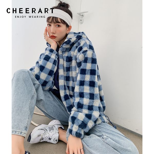 blue plaid faux fur coat women winter teddy ry hood jacket zipper up fleece warm outwear korean 210427, Black
blue plaid faux fur coat women winter teddy ry hood jacket zipper up fleece warm outwear korean 210427, Black