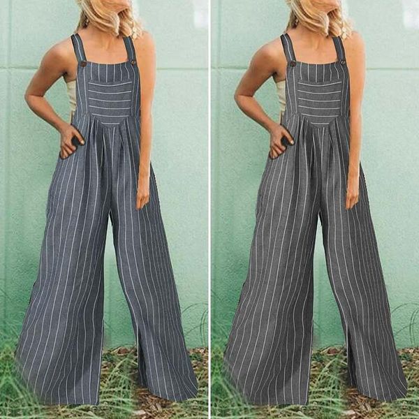women's jumpsuits & rompers 2021 summer striped zanzea fashion sleeveless wide leg pants women cotton suspender female playsuits trouse, Black;white
women's jumpsuits & rompers 2021 summer striped zanzea fashion sleeveless wide leg pants women cotton suspender female playsuits trouse, Black;white