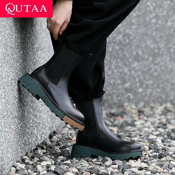 boots qutaa 2022 square med heel ankle genuine leather women shoes autumn winter round toe platform short size 34-39, Black
boots qutaa 2022 square med heel ankle genuine leather women shoes autumn winter round toe platform short size 34-39, Black