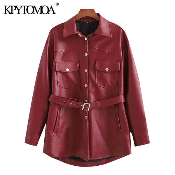 women fashion with belt faux leather jacket coat vintage long sleeve pockets female outerwear chic 210416, Black;brown
women fashion with belt faux leather jacket coat vintage long sleeve pockets female outerwear chic 210416, Black;brown