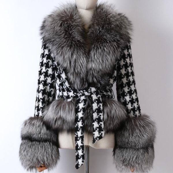 women's fur & faux collar ladies woollen coat and sleeve women real jacket, Black
women's fur & faux collar ladies woollen coat and sleeve women real jacket, Black