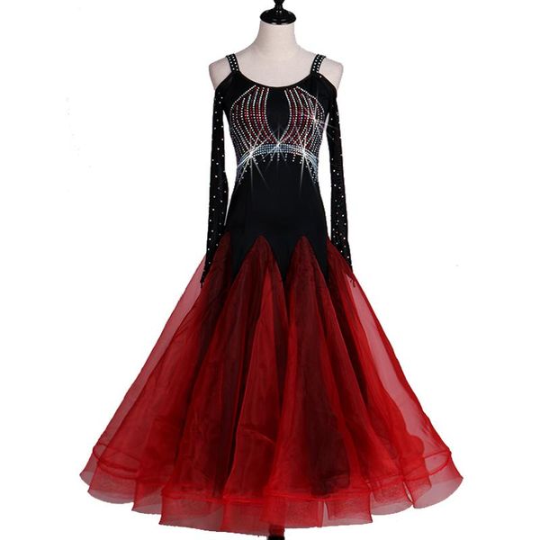 stage wear modern dance dress ballroom off shoulder long sleeve organza decorated with rhinestones costumes, Black;red
stage wear modern dance dress ballroom off shoulder long sleeve organza decorated with rhinestones costumes, Black;red