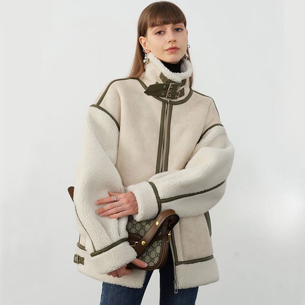 winter collar warm thick parkes stand faux lamb loose leather coat lambs wool splicing pu jacket women fur 210513, Black
winter collar warm thick parkes stand faux lamb loose leather coat lambs wool splicing pu jacket women fur 210513, Black