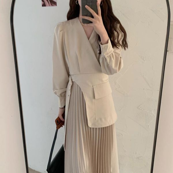 dresses women french retro pleated v-neck solid office lady long gentle elegant chic female fashion clothe, Black;gray
dresses women french retro pleated v-neck solid office lady long gentle elegant chic female fashion clothe, Black;gray