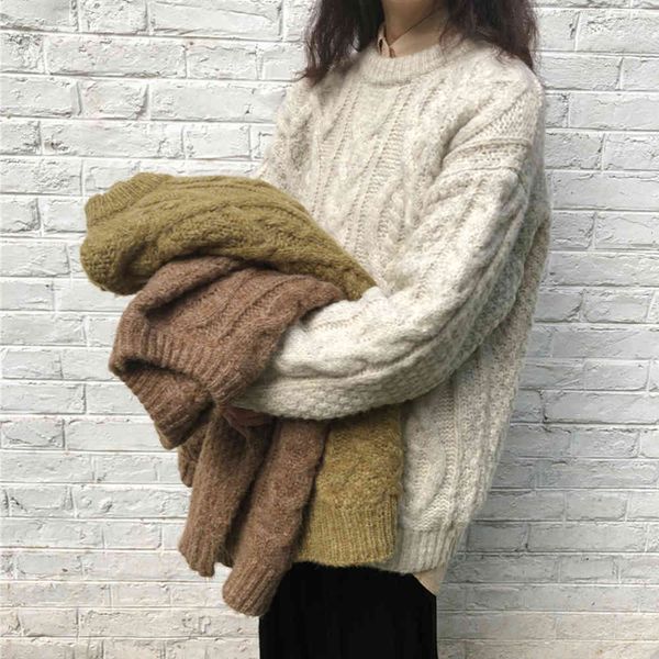 sweater korean chic casual loose women autumn winter lazy solid warm streetwear knitted pullover vintage jumper rt6l, White;black
sweater korean chic casual loose women autumn winter lazy solid warm streetwear knitted pullover vintage jumper rt6l, White;black