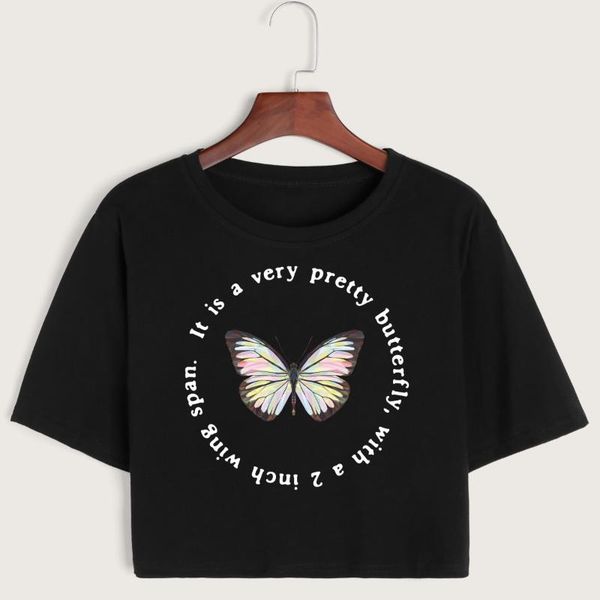 women's t-shirt butterfly lover crop shirt cropped tee summer short sleeve cotton female girls graphic t-shirts, White
women's t-shirt butterfly lover crop shirt cropped tee summer short sleeve cotton female girls graphic t-shirts, White