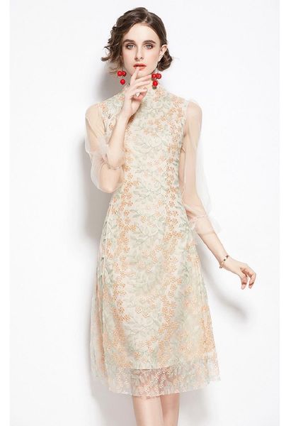 autumn women patchwork sheath office lady mesh dersses fashion elegant chinese cheongsam embroidery mid-calf party dress casual dresses, Black;gray
autumn women patchwork sheath office lady mesh dersses fashion elegant chinese cheongsam embroidery mid-calf party dress casual dresses, Black;gray
