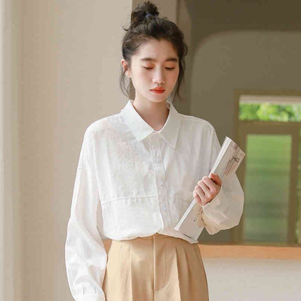 women's blouses & shirts spring autumn preppy style women long sleeve white shirt all-matched casual cotton loose white blouse l
women's blouses & shirts spring autumn preppy style women long sleeve white shirt all-matched casual cotton loose white blouse l