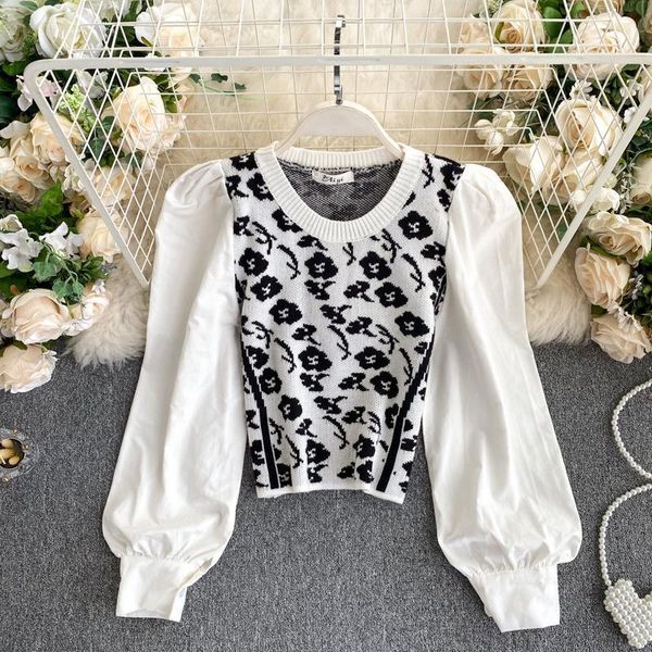 women's sweaters korean style wear western puff sleeve autumn jacquard sweater bottoming shirt uk136, White;black
women's sweaters korean style wear western puff sleeve autumn jacquard sweater bottoming shirt uk136, White;black