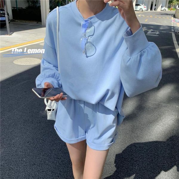 women's tracksuits 2021 spring korean candy color loose long-sleeved t-shirt + casual shorts suit women, Gray
women's tracksuits 2021 spring korean candy color loose long-sleeved t-shirt + casual shorts suit women, Gray