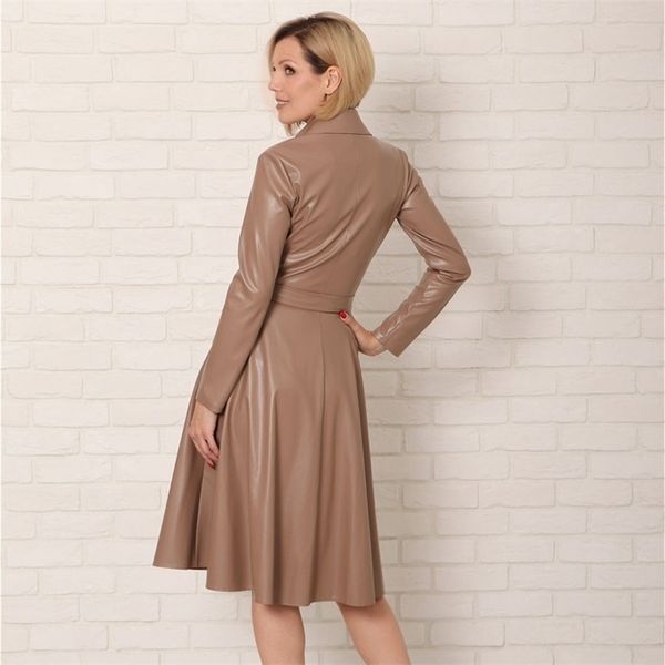 winter casual sashes pu leather a-line dresses women turn-down collar long sleeve solid color knee dress office lady wear, Black;gray
winter casual sashes pu leather a-line dresses women turn-down collar long sleeve solid color knee dress office lady wear, Black;gray