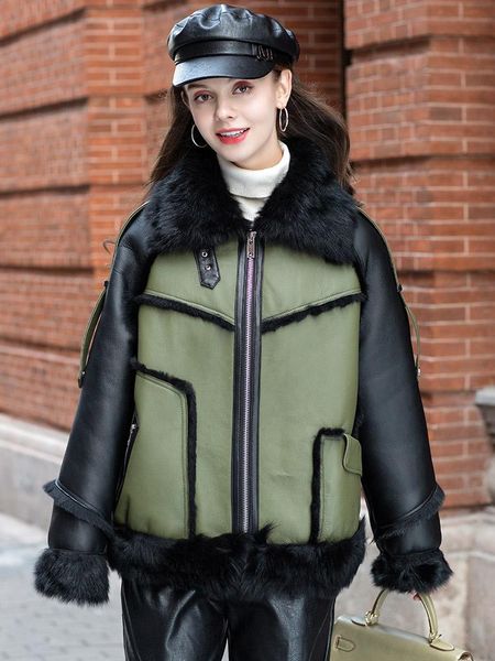 women's fur & faux winter casual fashion sheepskin shearling womens fashionable coat clothes jacket, Black
women's fur & faux winter casual fashion sheepskin shearling womens fashionable coat clothes jacket, Black
