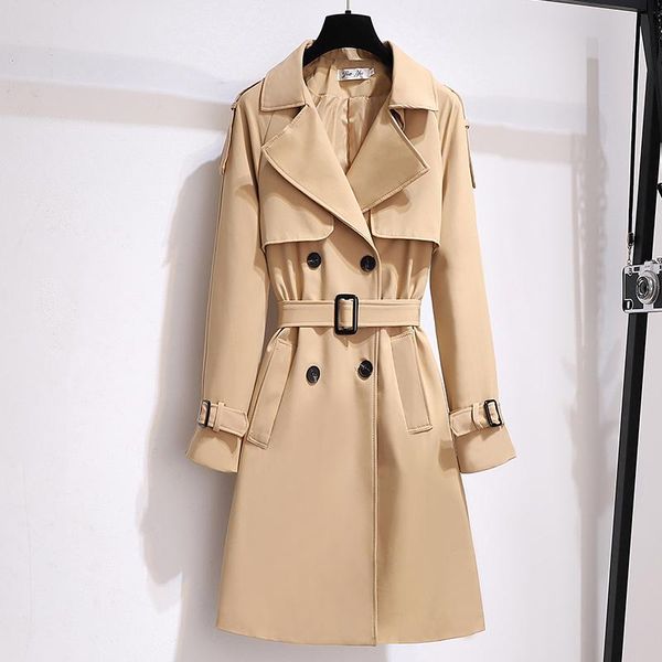 women's trench coats 2021 autumn mid-length windbreaker casual streetwear double-breasted belt jacket british style loose coat, Tan;black
women's trench coats 2021 autumn mid-length windbreaker casual streetwear double-breasted belt jacket british style loose coat, Tan;black