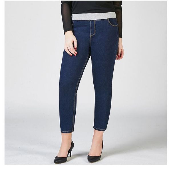 women's jeans female 22021 spring autumn large size was thin fat mm nine-point pants a pair elastic waist, Blue
women's jeans female 22021 spring autumn large size was thin fat mm nine-point pants a pair elastic waist, Blue