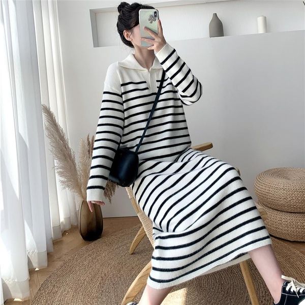 maternity dresses 903# neck striped knitted long dress winter thick warm sweaters clothes for pregnant women loose pregnancy wear, White
maternity dresses 903# neck striped knitted long dress winter thick warm sweaters clothes for pregnant women loose pregnancy wear, White
