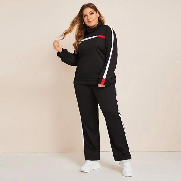 plus size tracksuits autumn winter women's clothing striped stitching black set casual comfortable long sleeve piling collar trousers s
plus size tracksuits autumn winter women's clothing striped stitching black set casual comfortable long sleeve piling collar trousers s