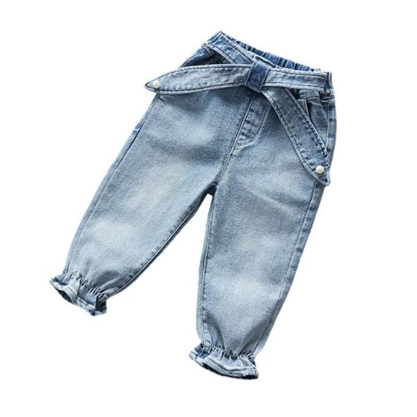 spring autumn girls jeans pearl belt kids for ruffles pants children casual long trousers 1-4 years, Blue
spring autumn girls jeans pearl belt kids for ruffles pants children casual long trousers 1-4 years, Blue