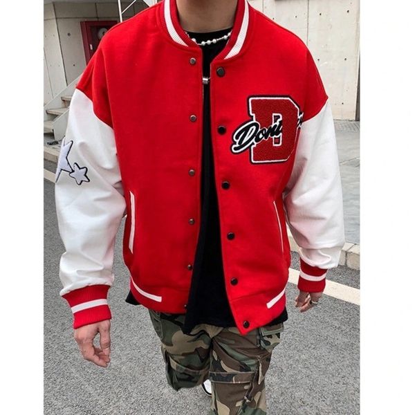lter coat 2021 new stitching embroidery baseball uniform men's casual loose y2k et couple cloth, Black;brown
lter coat 2021 new stitching embroidery baseball uniform men's casual loose y2k et couple cloth, Black;brown