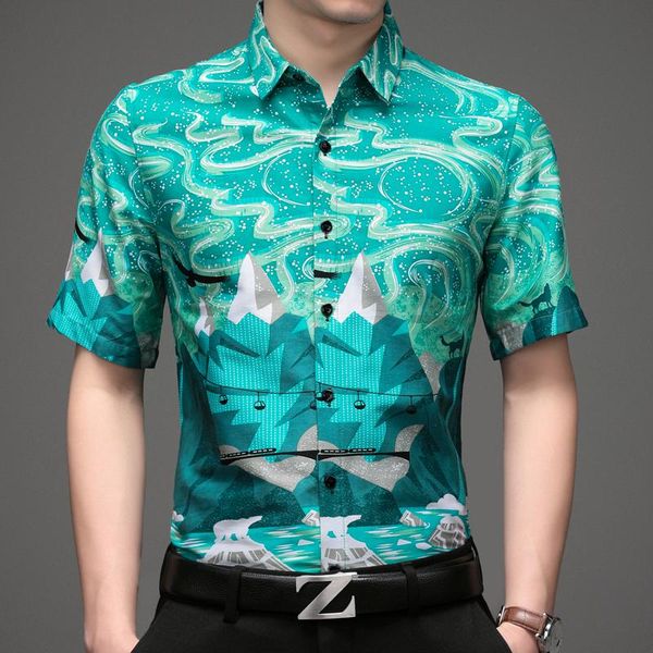 men's casual shirts luxury printed summer short sleeve slim fit shirt streetwear business social formal dress male clothing, White;black
men's casual shirts luxury printed summer short sleeve slim fit shirt streetwear business social formal dress male clothing, White;black