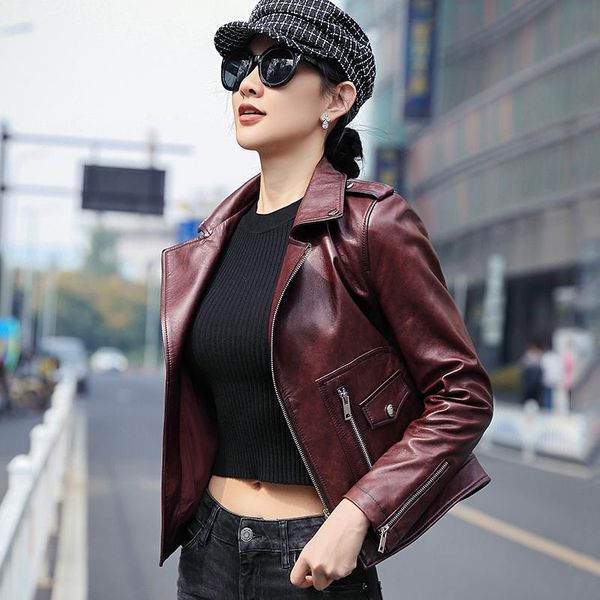 women's leather & faux the short sheepskin locomotive slim jacket korean version of, Black
women's leather & faux the short sheepskin locomotive slim jacket korean version of, Black