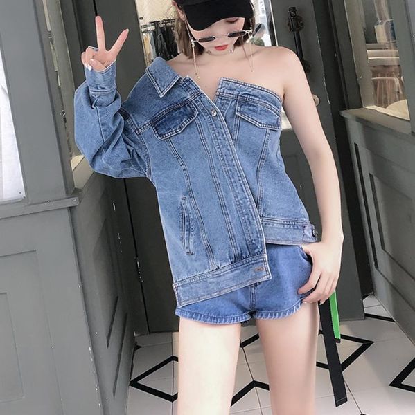 summer fashion women clothes boat neck single sleeves one button washed denim jacket female high street c049 women's jackets, Black;brown
summer fashion women clothes boat neck single sleeves one button washed denim jacket female high street c049 women's jackets, Black;brown