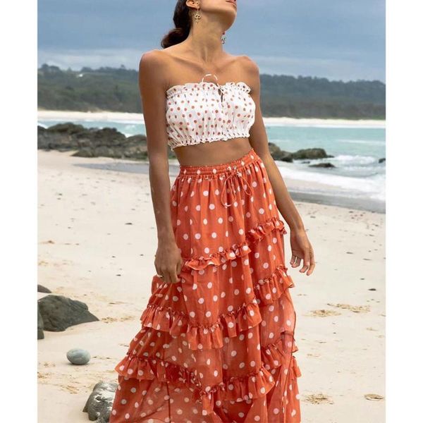 skirts 2021 women summer maxi skirt red polka dot high-waisted long ruffled trim beach holiday elegant female, Black
skirts 2021 women summer maxi skirt red polka dot high-waisted long ruffled trim beach holiday elegant female, Black