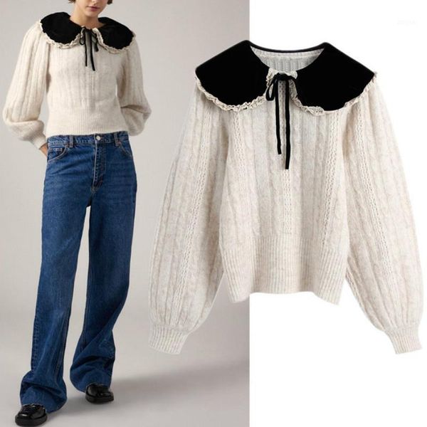 women's sweaters 2021 autumn velvet doll collar knitted sweater women slim knit coat white pullover fall warm soft lady short, White;black
women's sweaters 2021 autumn velvet doll collar knitted sweater women slim knit coat white pullover fall warm soft lady short, White;black