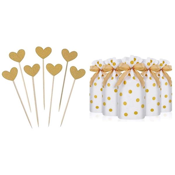other festive & party supplies 50pcs golden love heart cake dessert inserted card cupcake 50 pcs treat bags with drawstring candy bags, favo
other festive & party supplies 50pcs golden love heart cake dessert inserted card cupcake 50 pcs treat bags with drawstring candy bags, favo