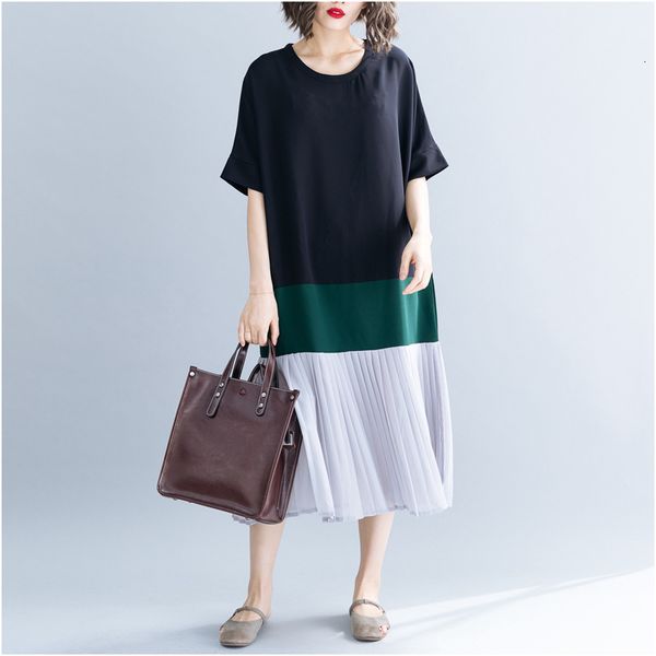 johnature women clothing casual new patchwork loose for summer o-neck short sleeve pleated korean dresses, Black;gray
johnature women clothing casual new patchwork loose for summer o-neck short sleeve pleated korean dresses, Black;gray