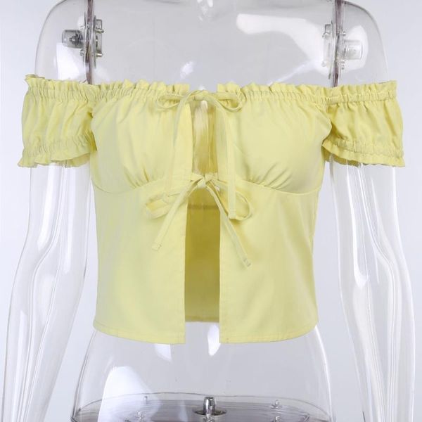 women's blouses & shirts european design fashion price blouse ruffle short sleeve yellow bandage bow split front mini shirt for la, White
women's blouses & shirts european design fashion price blouse ruffle short sleeve yellow bandage bow split front mini shirt for la, White