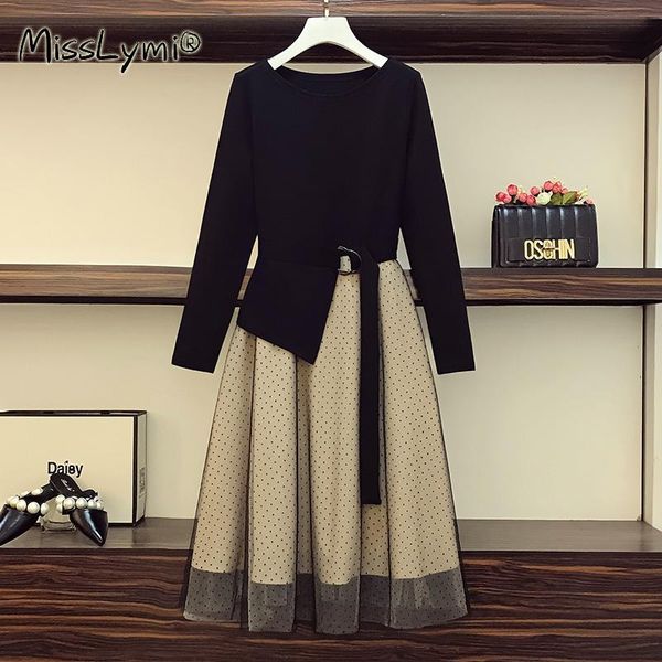 l-4xl plus size women elegant a-line dress spring 2021 fashion black long sleeve cotton patchwork polka dot mesh dresses casual, Black;gray
l-4xl plus size women elegant a-line dress spring 2021 fashion black long sleeve cotton patchwork polka dot mesh dresses casual, Black;gray