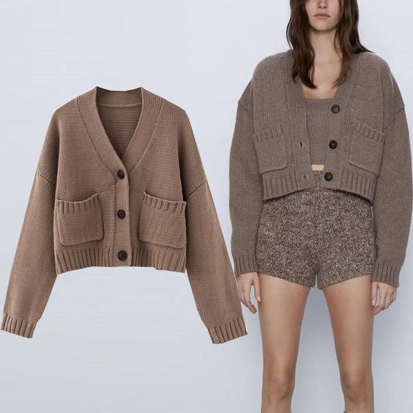 women's knits & tees knitted cardigan for women button-down cropped brown v-neck sweater sweaters fashion, White
women's knits & tees knitted cardigan for women button-down cropped brown v-neck sweater sweaters fashion, White