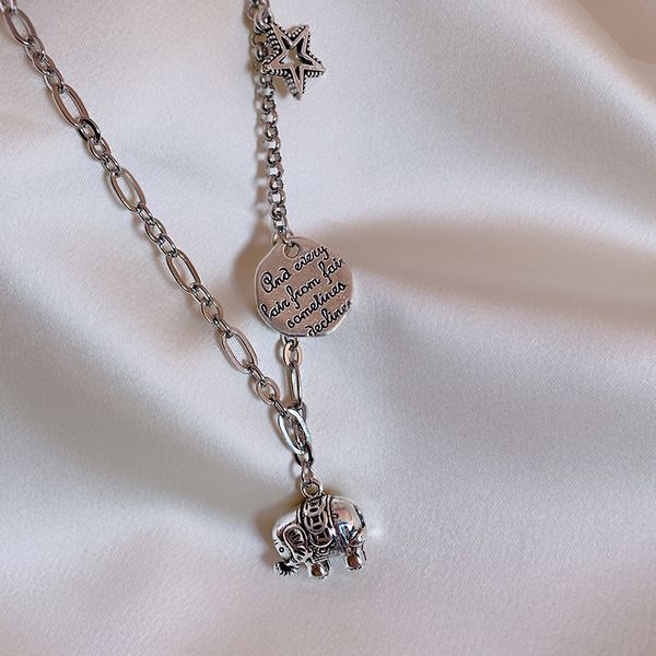 xianlan195 cold wind elephant pentagram necklace female ins hip-hop fashion network han edition clavicle red letters round pendant, Silver
xianlan195 cold wind elephant pentagram necklace female ins hip-hop fashion network han edition clavicle red letters round pendant, Silver
