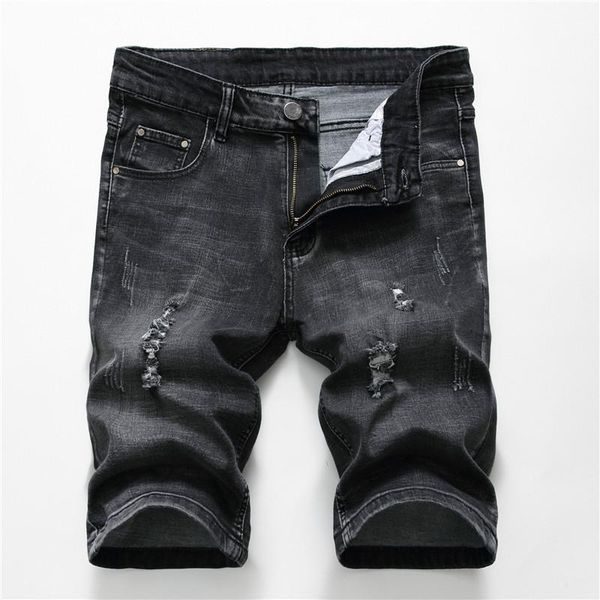 men's shorts summer denim men stretch slim fit short jeans mens designer cotton casual distressed black knee length, White;black
men's shorts summer denim men stretch slim fit short jeans mens designer cotton casual distressed black knee length, White;black