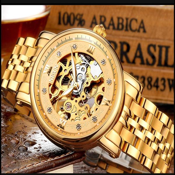 wristwatches nesun watch men's hollow gold large dial stainless steel fashion casual waterproof automatic mechanical watches, Slivery;brown
wristwatches nesun watch men's hollow gold large dial stainless steel fashion casual waterproof automatic mechanical watches, Slivery;brown
