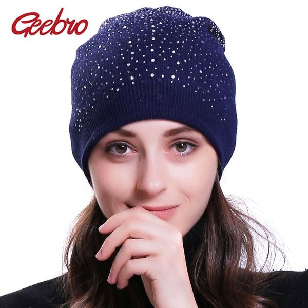 beanie/skull caps geebro women's beanie winter knitted cashmere slouchy hat for female ladies soft rhinestone balavaca skullies&beanies, Blue;gray
beanie/skull caps geebro women's beanie winter knitted cashmere slouchy hat for female ladies soft rhinestone balavaca skullies&beanies, Blue;gray
