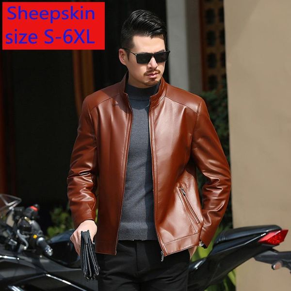men's leather & faux fashion large men coat sheepskin jacket autumn mandarin collar casual short loose plus size s-5xl 6xl, Black
men's leather & faux fashion large men coat sheepskin jacket autumn mandarin collar casual short loose plus size s-5xl 6xl, Black